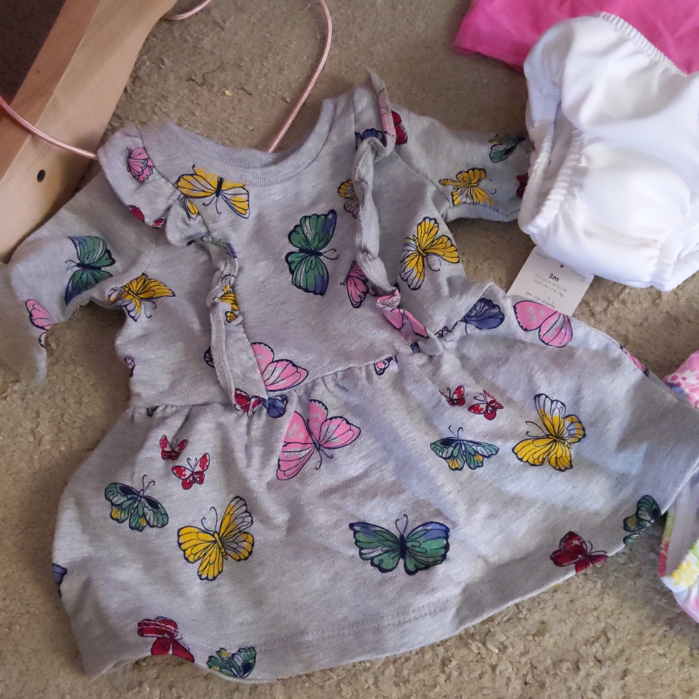 Baby girl 6-12 months bathing suit hat and shirt
